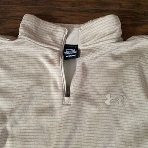Under Armour Golf 1/4 Zip Khaki Stripe Large